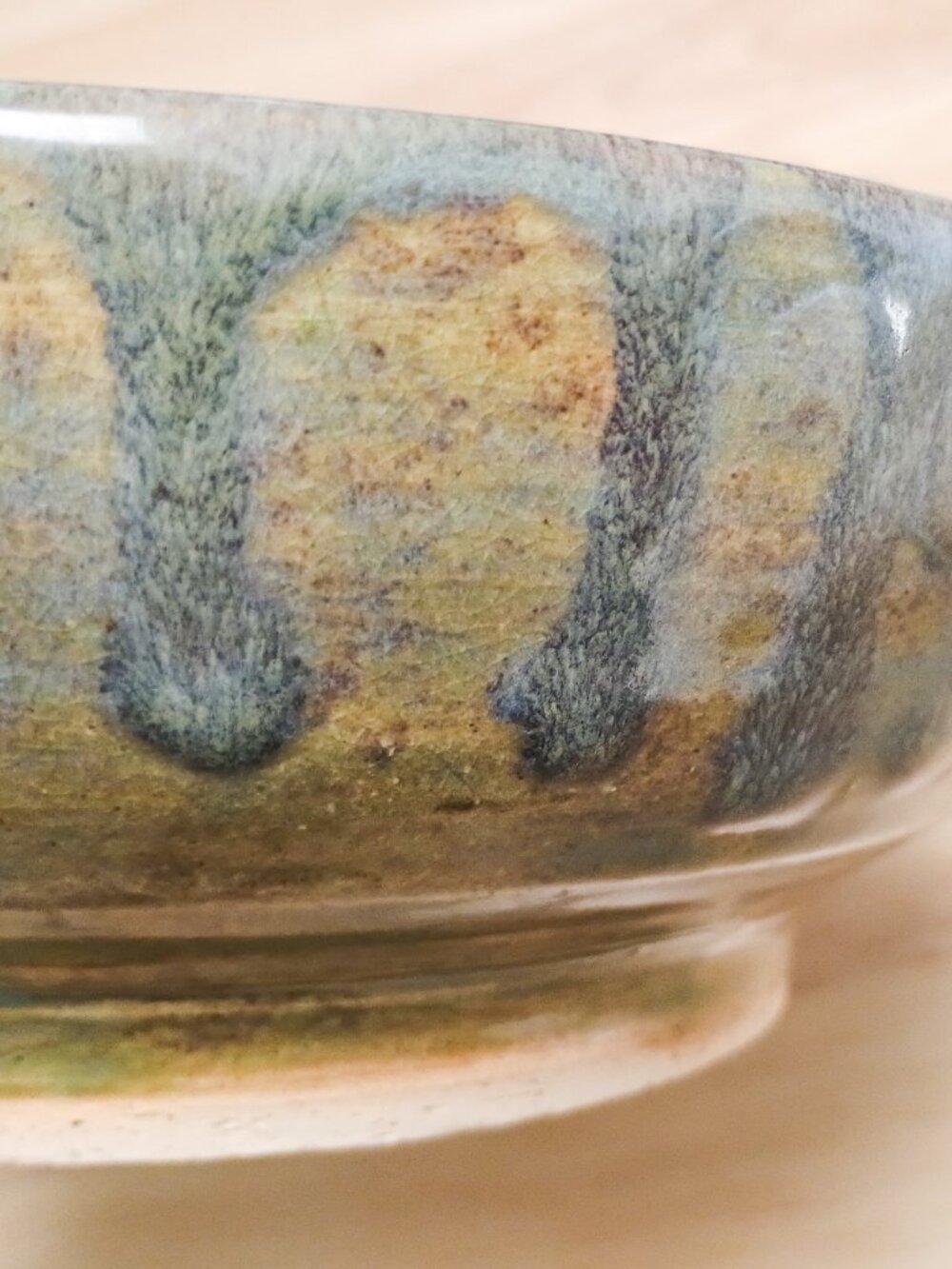 Art Pottery 6.5" Bowl, Drip Ware, Blue Green, Studio Stoneware, SIGNED NS - Picture 4 of 6